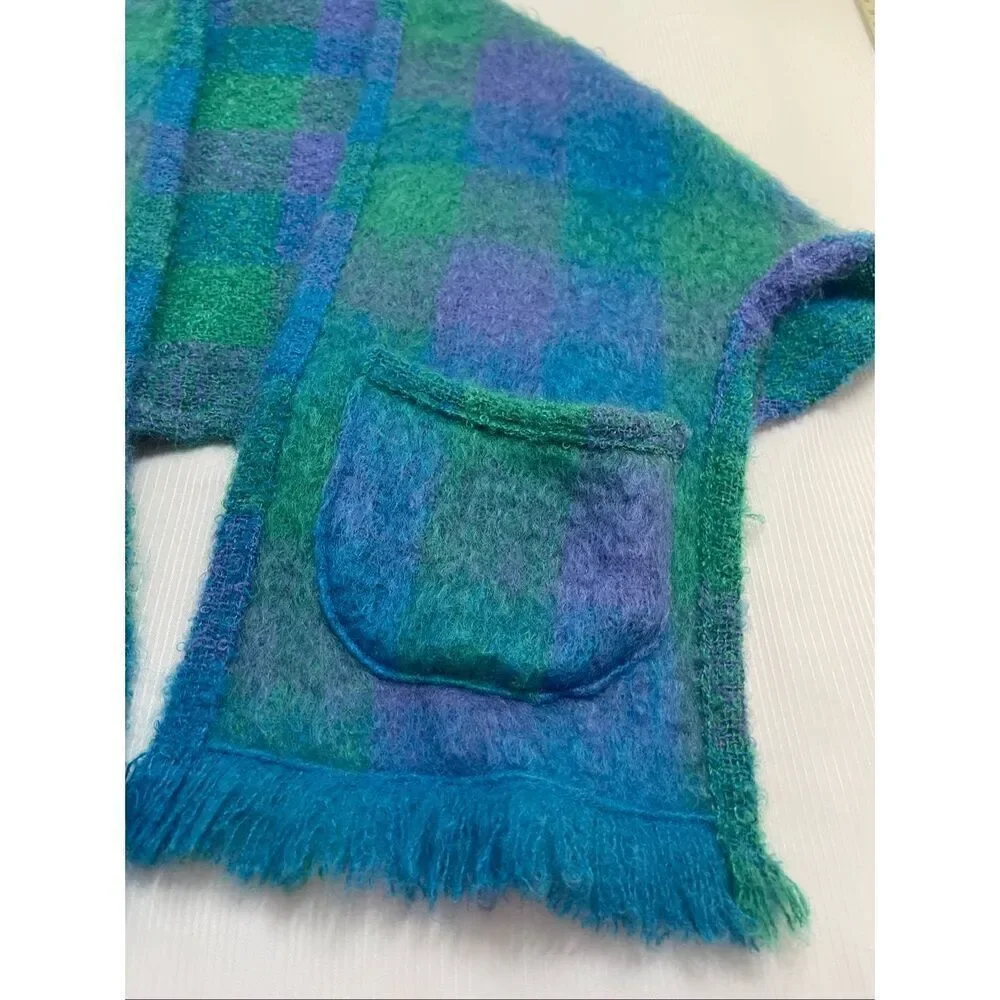 Old Bushmills Donegal Design Ireland Mohair Wool Cape Shawl Shrug One Size Fits